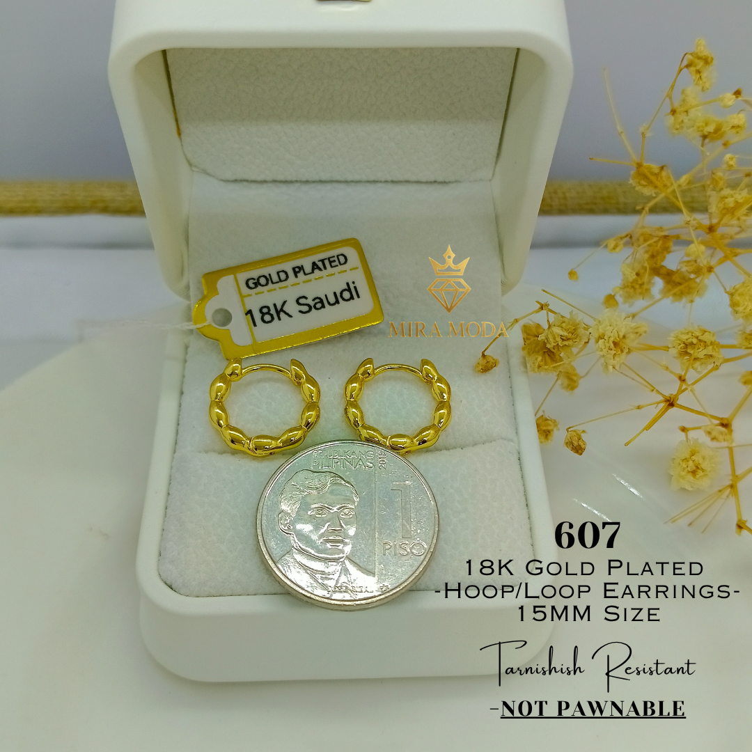 607-Hoop Earrings 15mm Size Not Pawnable | MIRA MODA