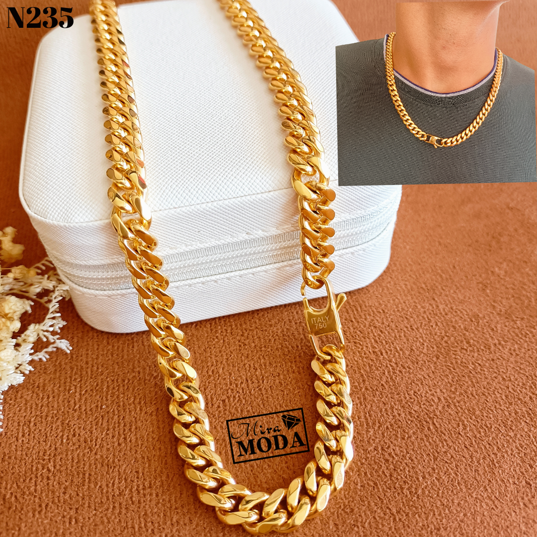 N235 Cuban Men Necklace Italy Gold Plated | MIRA MODA