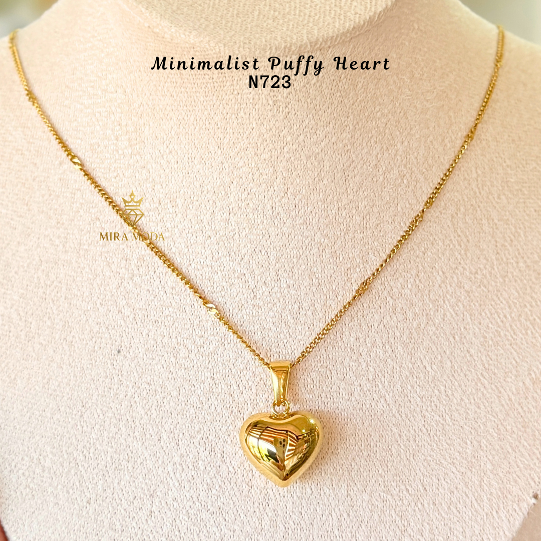 N723-Puffy Heart Necklace Minimalist Dainty Gift for Men & Women| MIRA MODA
