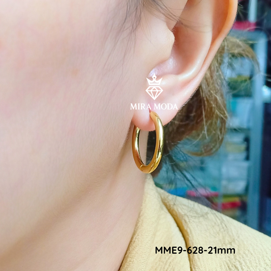 627-Gold Plated 21mm Plain Hoop Earrings