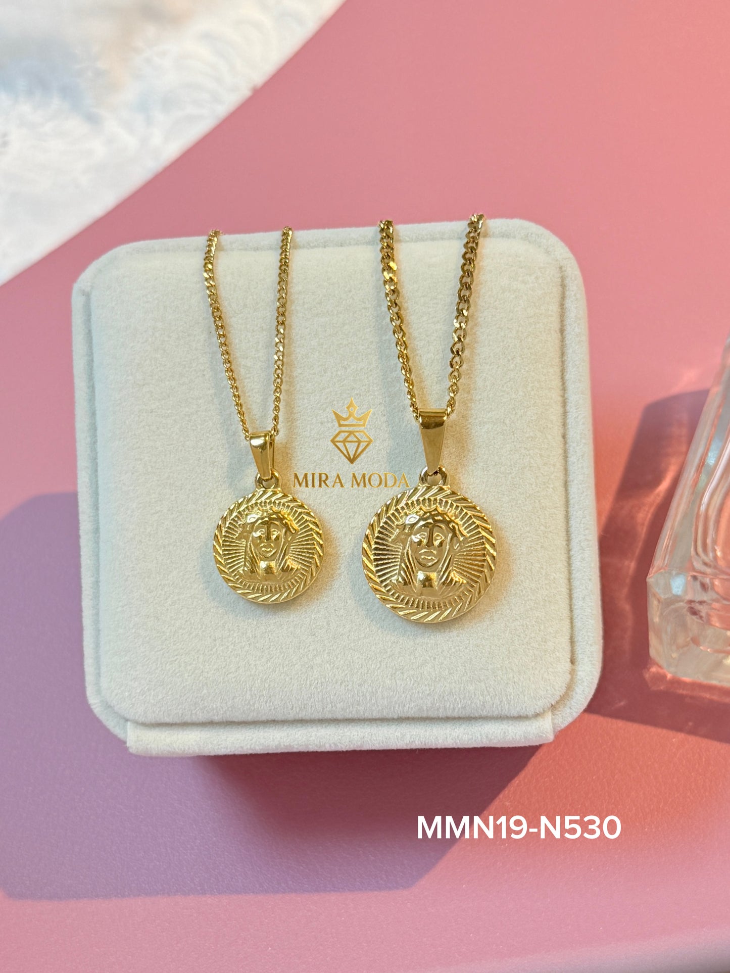 N530-Holy Face Medallion Cuban Chain Necklace