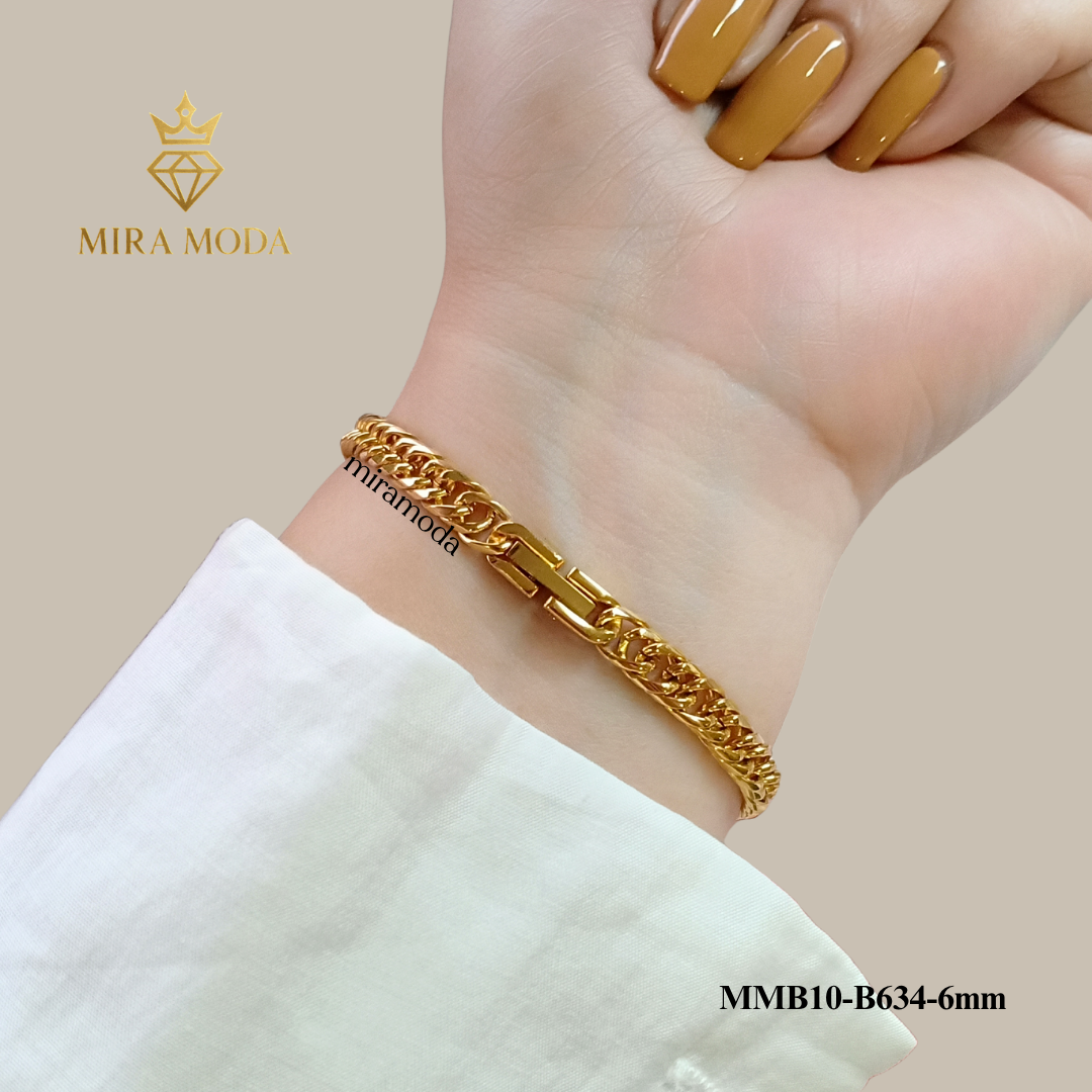 B634 Japan Style Clip Lock Link Chain Italy Gold Plated Bracelet