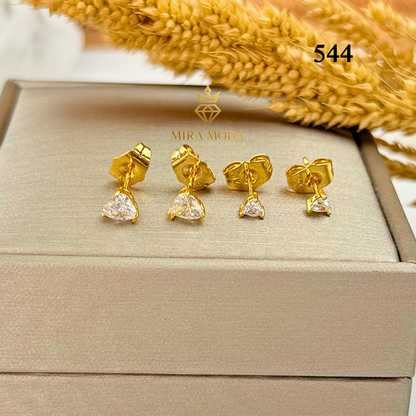 544-Gold Plated Heart Shape 5A Zircon Stud Earrings for Men Women Tarnish Resistant | MIRA MODA