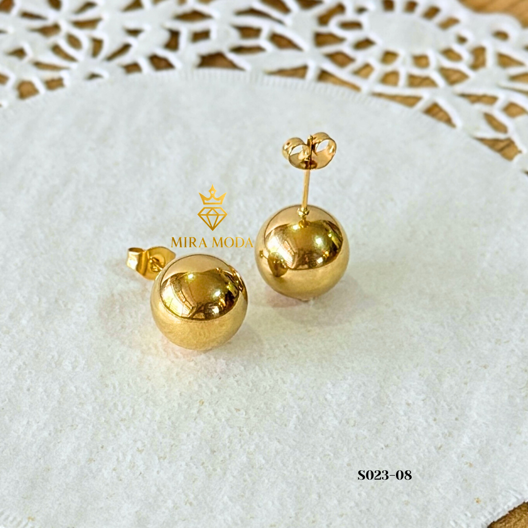 S023 Trendy 12mm Bubble Stud Earrings Mirror Finish | Everyday Wear | MIRA MODA