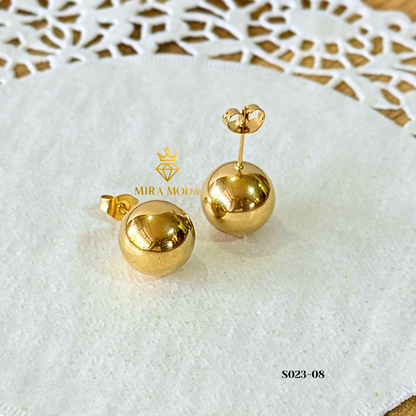 S023 Trendy 12mm Bubble Stud Earrings Mirror Finish | Everyday Wear | MIRA MODA
