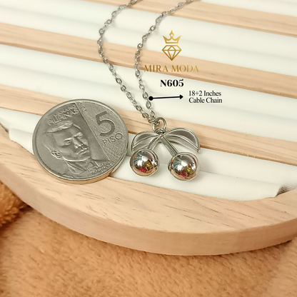 N605W-Lucky Cherry Necklace | MIRA MODA