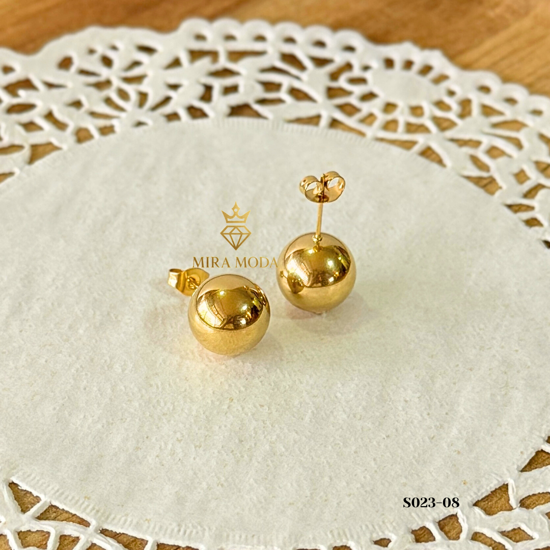 S023 Trendy 12mm Bubble Stud Earrings Mirror Finish | Everyday Wear | MIRA MODA