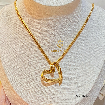 N710 -Trendy Electroform Open Heart  Necklace Japan Style Chain | Daily Wear | MIRA MODA