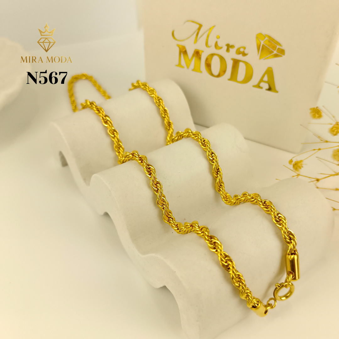 N567 Rope Chain Gold Plated Necklace for Men & Women Tarnish Resistant Hypoallergenic Not Pawnable | MIRA MODA