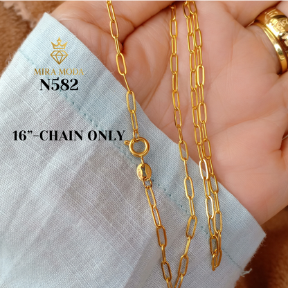 N582 Heart Pendant Necklace Gold Plated for Women Paperclip Chain Hypoallergenic Tarnish Resistant | MIRA MODA