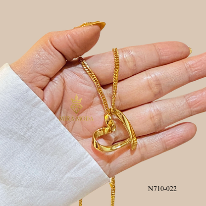 N710 -Trendy Electroform Open Heart  Necklace Japan Style Chain | Daily Wear | MIRA MODA