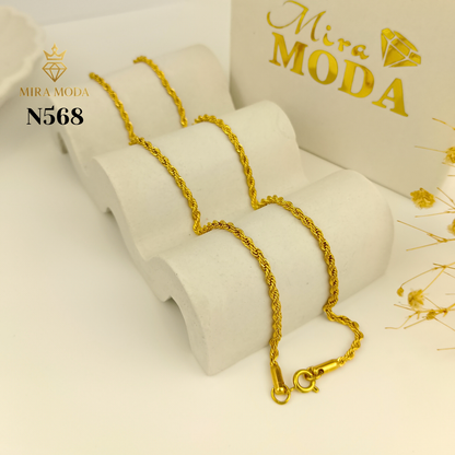 N567 Rope Chain Gold Plated Necklace for Men & Women Tarnish Resistant Hypoallergenic Not Pawnable | MIRA MODA