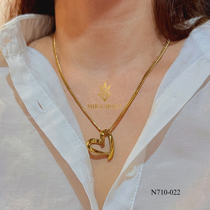 N710 -Trendy Electroform Open Heart  Necklace Japan Style Chain | Daily Wear | MIRA MODA