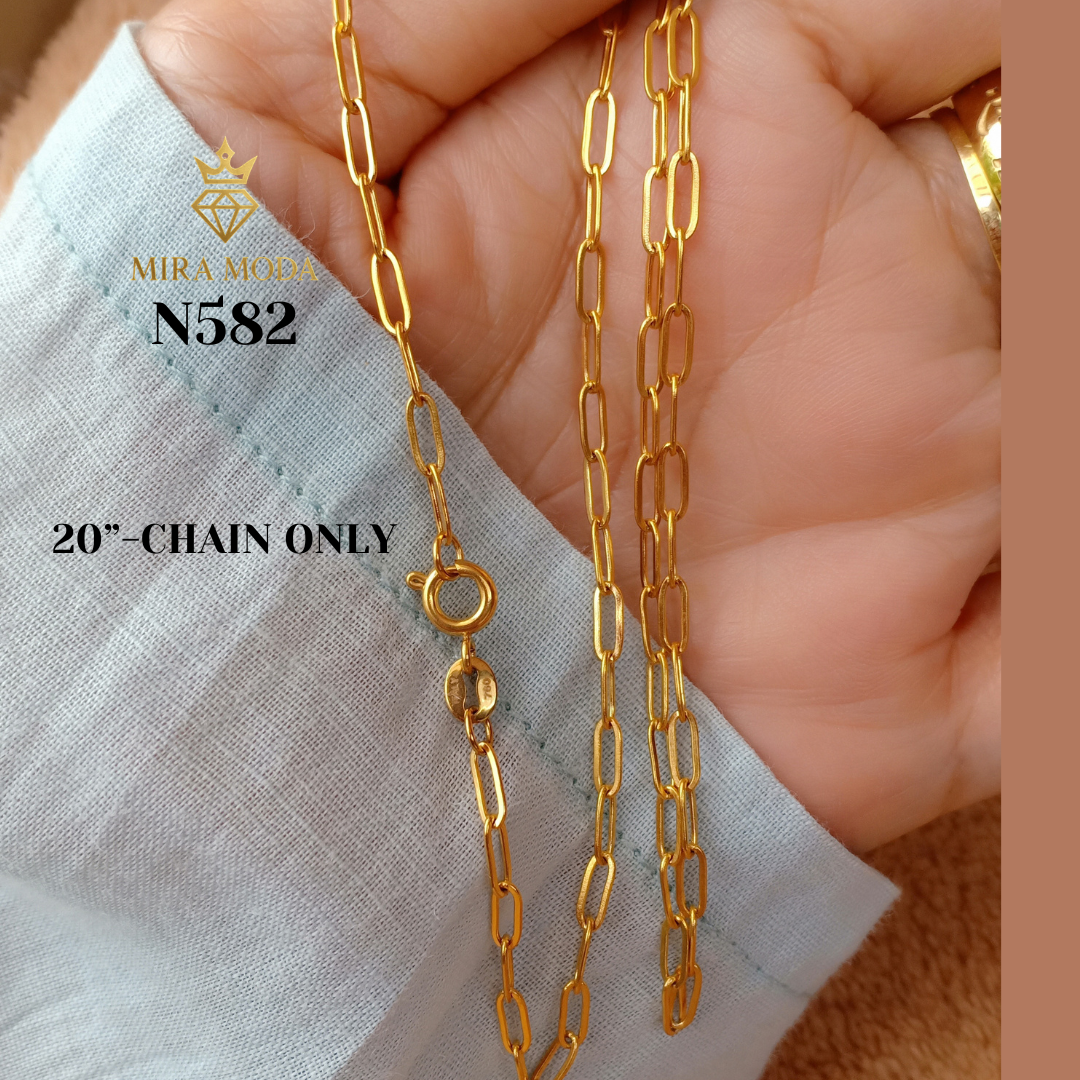 N582 Heart Pendant Necklace Gold Plated for Women Paperclip Chain Hypoallergenic Tarnish Resistant | MIRA MODA