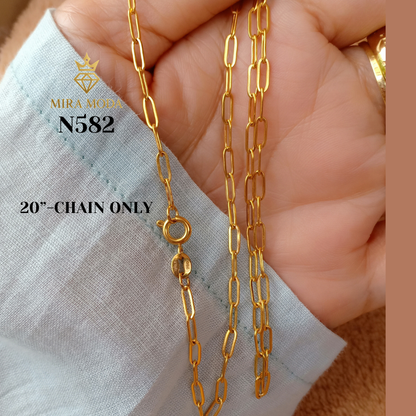 N582 Heart Pendant Necklace Gold Plated for Women Paperclip Chain Hypoallergenic Tarnish Resistant | MIRA MODA