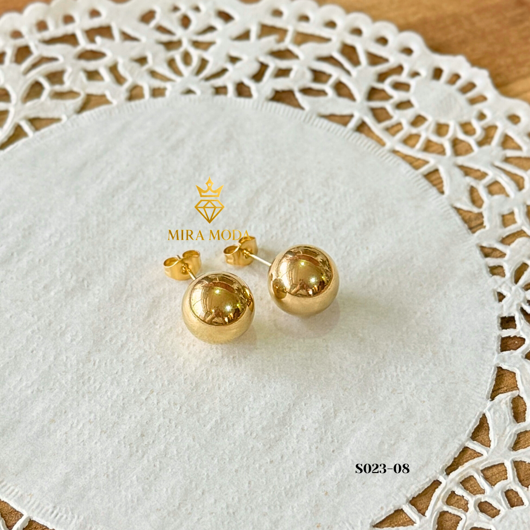 S023 Trendy 12mm Bubble Stud Earrings Mirror Finish | Everyday Wear | MIRA MODA