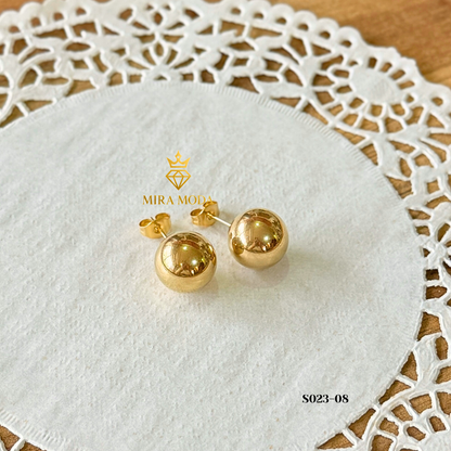 S023 Trendy 12mm Bubble Stud Earrings Mirror Finish | Everyday Wear | MIRA MODA