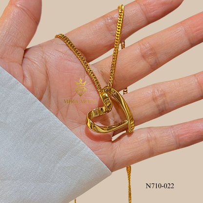 N710 -Trendy Electroform Open Heart  Necklace Japan Style Chain | Daily Wear | MIRA MODA