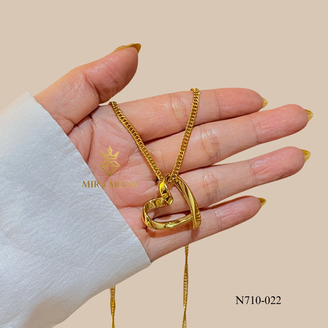 N710 -Trendy Electroform Open Heart  Necklace Japan Style Chain | Daily Wear | MIRA MODA