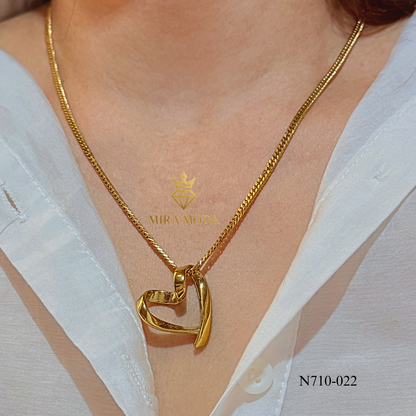 N710 -Trendy Electroform Open Heart  Necklace Japan Style Chain | Daily Wear | MIRA MODA