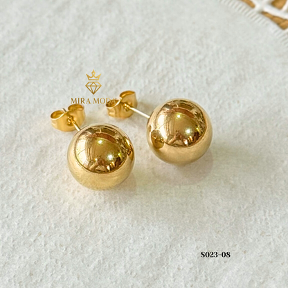 S023 Trendy 12mm Bubble Stud Earrings Mirror Finish | Everyday Wear | MIRA MODA