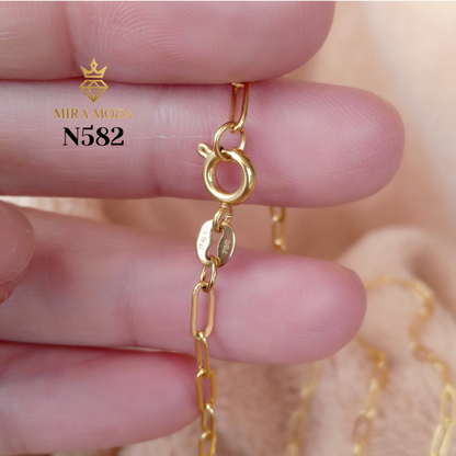 N582 Heart Pendant Necklace Gold Plated for Women Paperclip Chain Hypoallergenic Tarnish Resistant | MIRA MODA