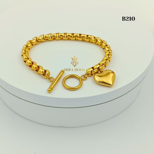 B210 – Tauco Heart Charm Bracelet | MIRA MODA