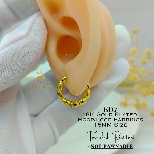 607-Hoop Earrings 15mm Size Not Pawnable | MIRA MODA