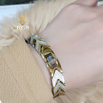B259 Two Color Therapy Magnetic Italy Gold Plated Bracelet | MIRA MODA