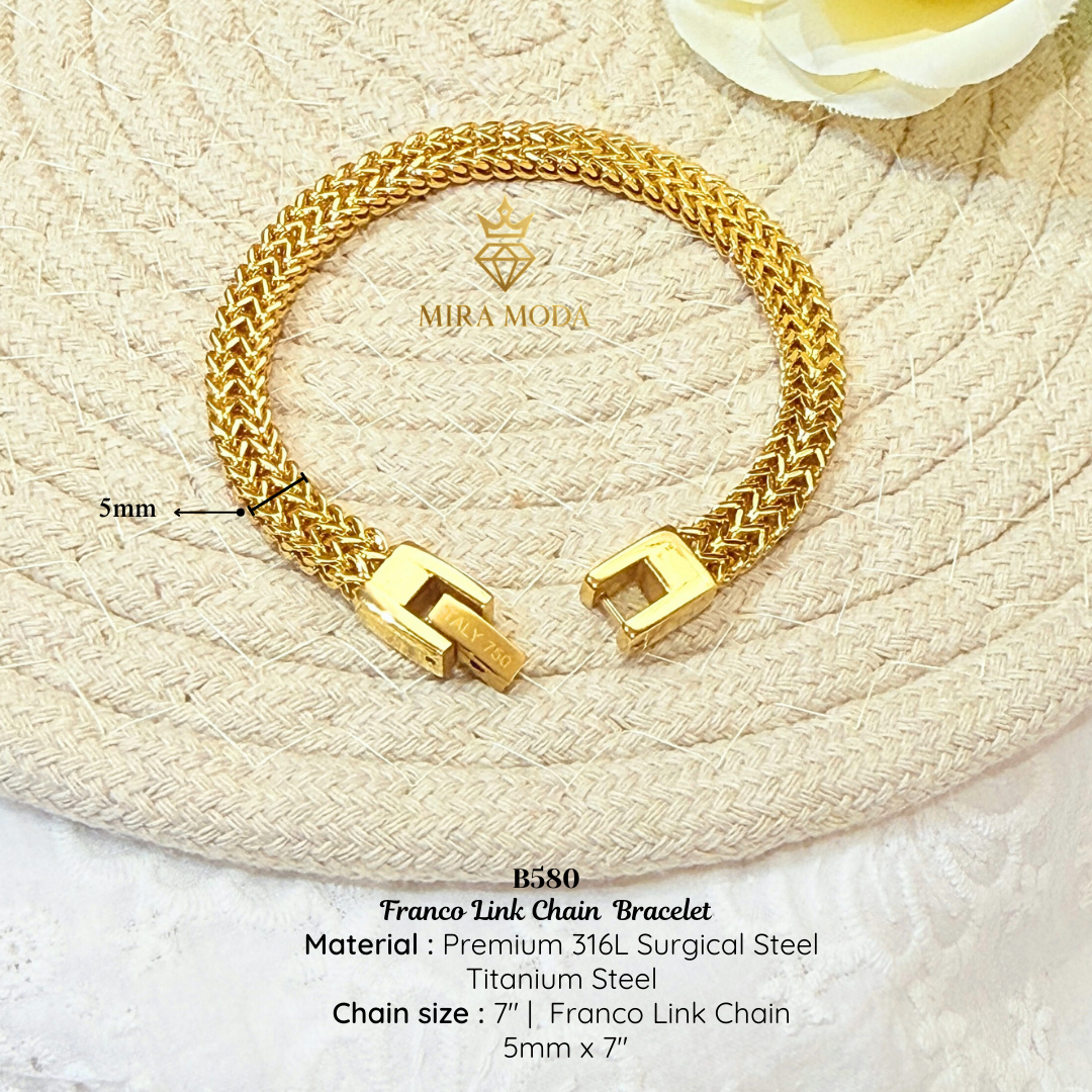 [MIRA MODA] B580 Classic Franco Foxtail Link Bracelet