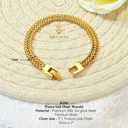 [MIRA MODA] B580 Classic Franco Foxtail Link Bracelet