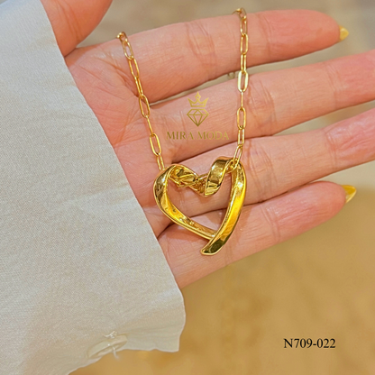N709 -Trendy Electroform Open Heart Necklace Daily Wear | MIRA MODA
