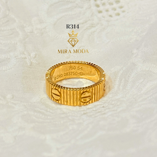 R314 – Classic Textured Screw Motif Design Signature Band | MIRA MODA
