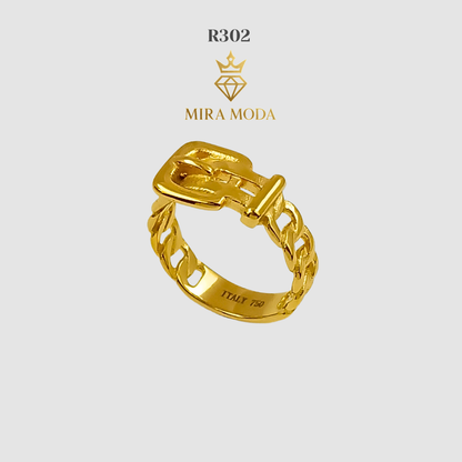R302 Belt Design Ring Italy Gold Plated for Men & Women Tarnish Resistant Water Safe Hypoallergenic Daily Wear | Trendy | MIRA MODA
