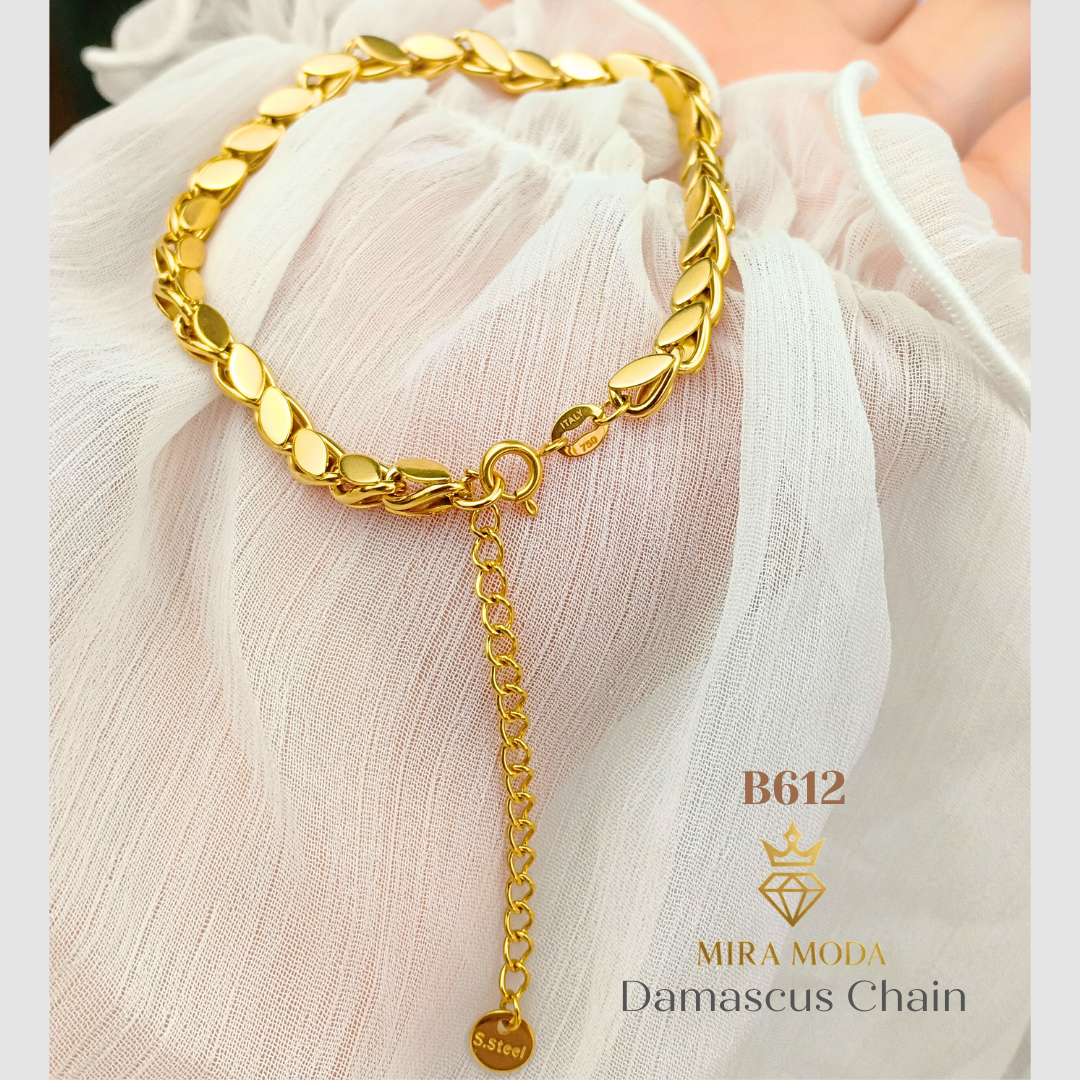 B612 Damascus 5mm Chain Italy Gold Plated Bracelet Elegant & Affordable Jewelry