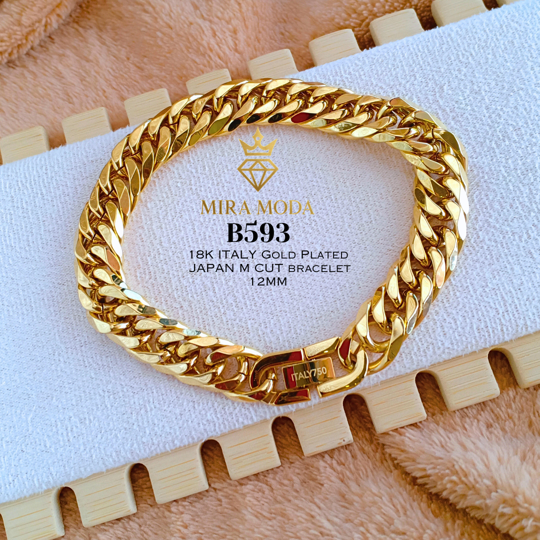 B593-Japan M Cut Clip Lock Necklace 12mm | MIRA MODA