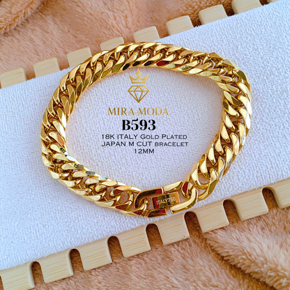 B593-Japan M Cut Clip Lock Necklace 12mm | MIRA MODA