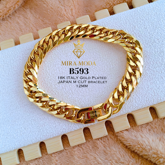 B593-Japan M Cut Clip Lock Necklace 12mm | MIRA MODA