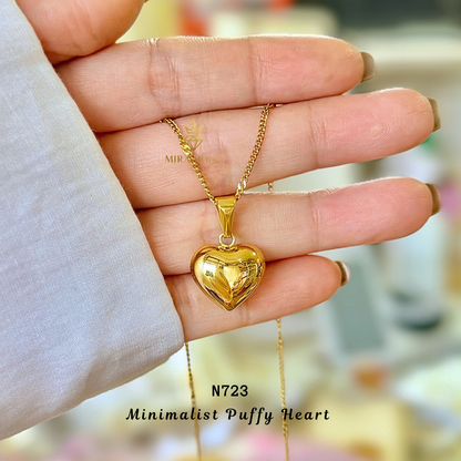 N723-Puffy Heart Necklace Minimalist Dainty Gift for Men & Women| MIRA MODA