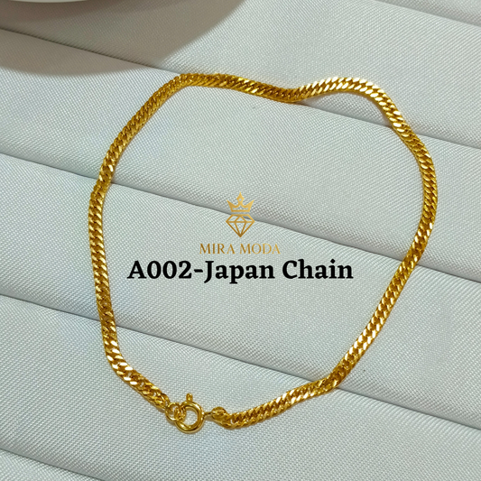 A002 Japan Style Anklet-Bracelet Italy Gold Plated for Women Men Tarnish Resistant Hypoallergenic Water Safe | MIRA MODA