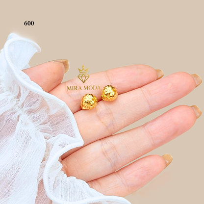 600 Classic Gold Plated Half Ball Earrings 9mm | MIRA MODA