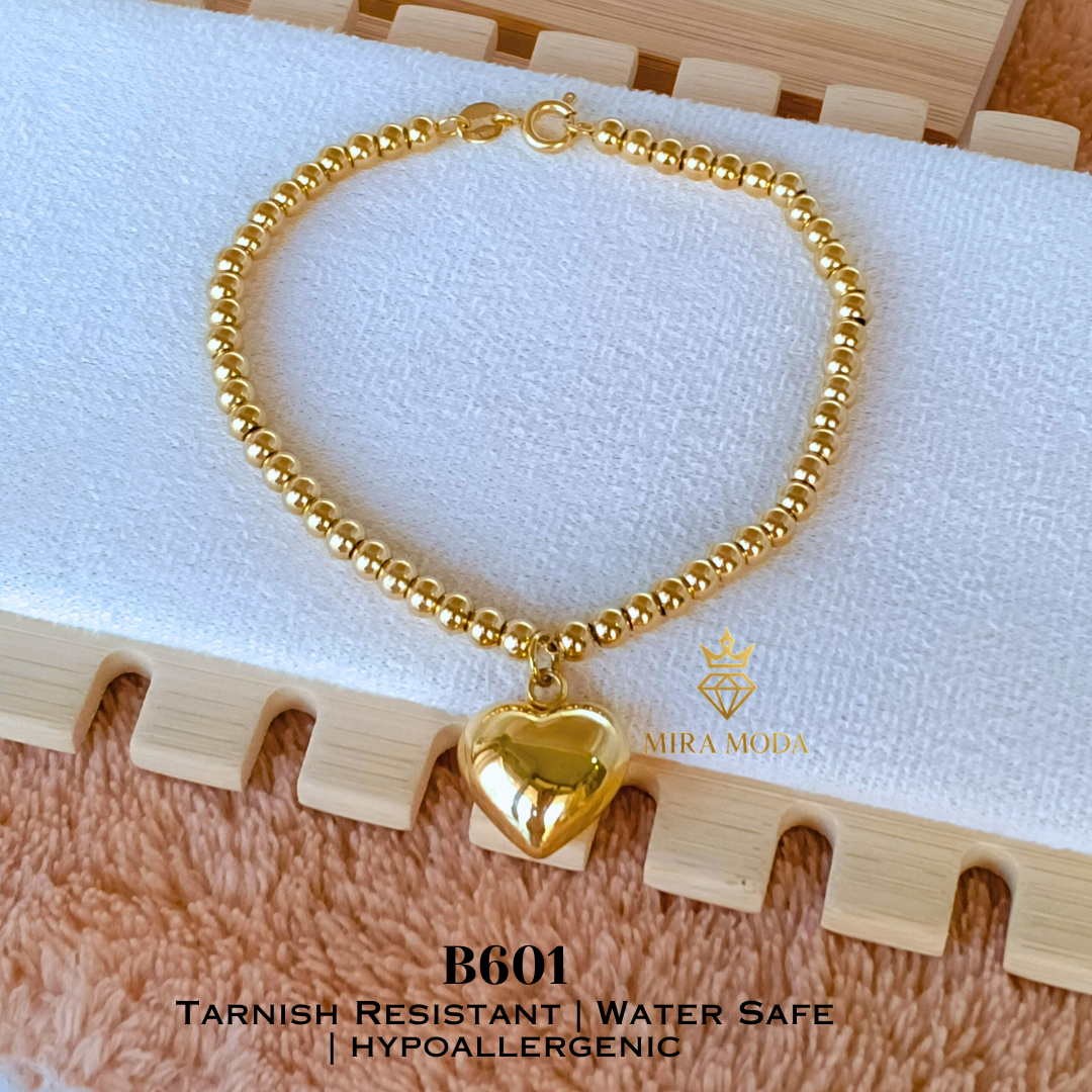 B601 Vintage Heart  Bubble Bracelet Hypoallergenic Tarnish-Resistant Water-Safe Jewelry for Men & Women | MIRA MODA