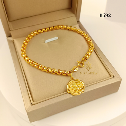 B592 – Lucky Rose Charm Bracelet | MIRA MODA