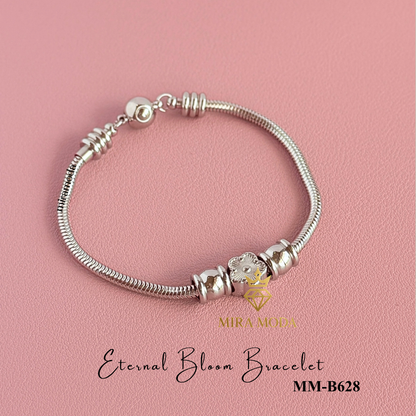 B628 Eternal Bloom Flower Charm Bracelet Snake Chain Trendy Aesthetic Tarnish Resistant | MIRA MODA