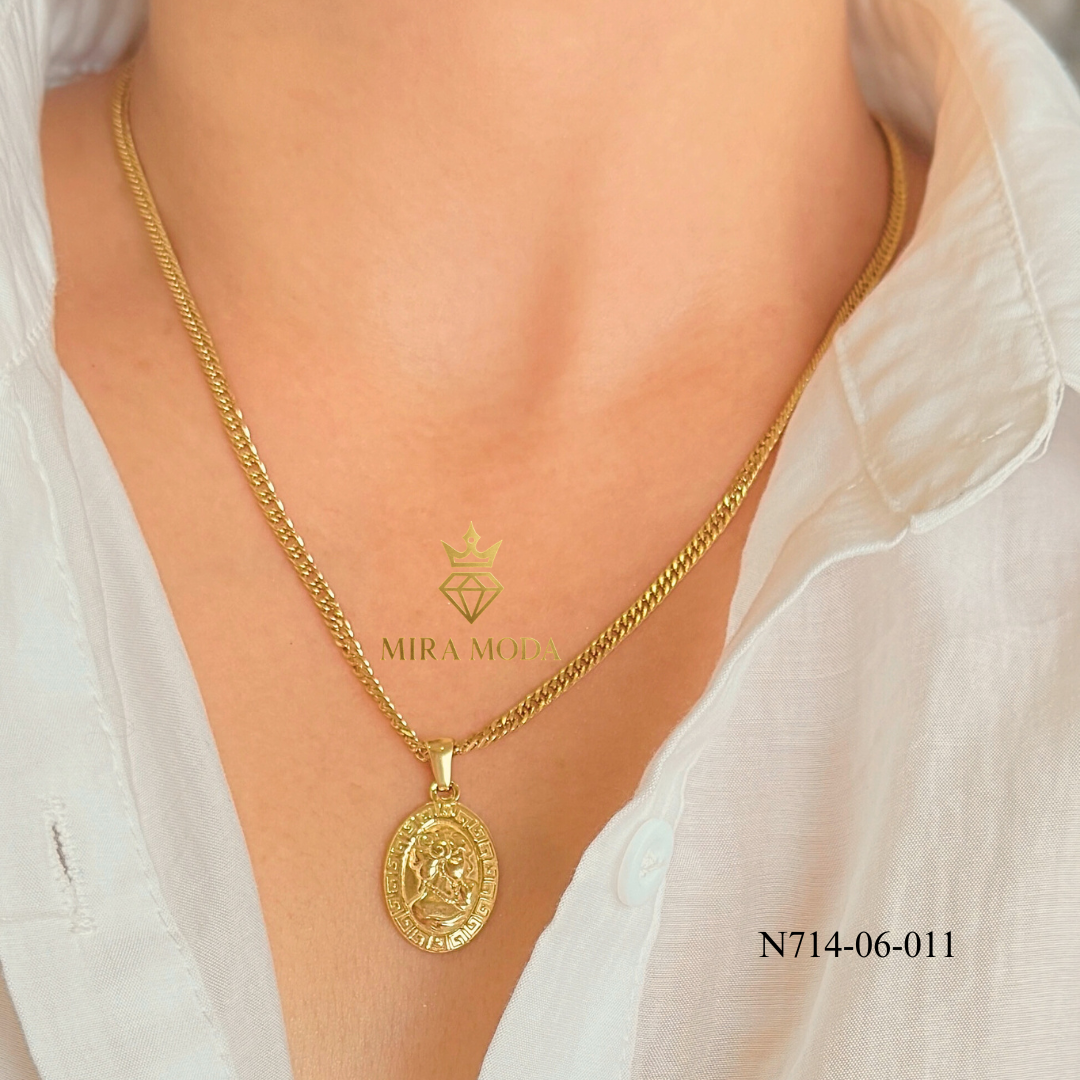N714 -Queen E Vintage Necklace Vintage Medallion Pendant for men & Women Tarnish Resistant Hypoallergenic | MIRA MODA