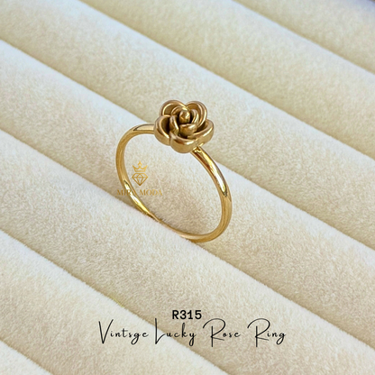 R315 Lucky Rose Ring Minimalist Aesthetic Jewelry  Gold Plated for Daily Wear | Trendy | MIRA MODA
