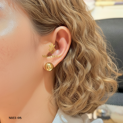 S023 Trendy 12mm Bubble Stud Earrings Mirror Finish | Everyday Wear | MIRA MODA