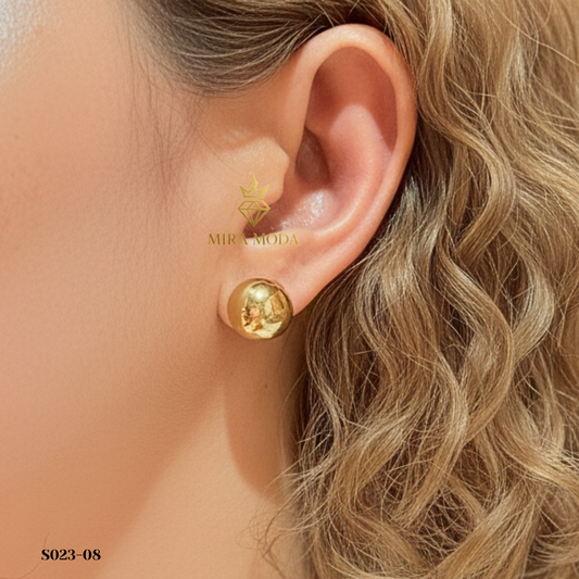 S023 Trendy 12mm Bubble Stud Earrings Mirror Finish | Everyday Wear | MIRA MODA