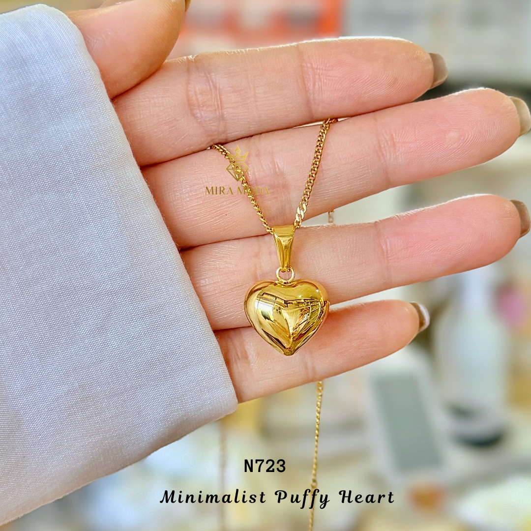 N723-Puffy Heart Necklace Minimalist Dainty Gift for Men & Women| MIRA MODA