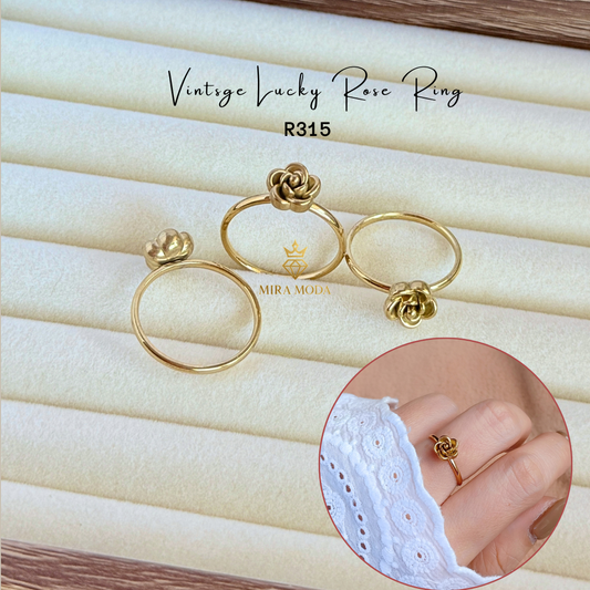 R315 Lucky Rose Ring Minimalist Aesthetic Jewelry  Gold Plated for Daily Wear | Trendy | MIRA MODA